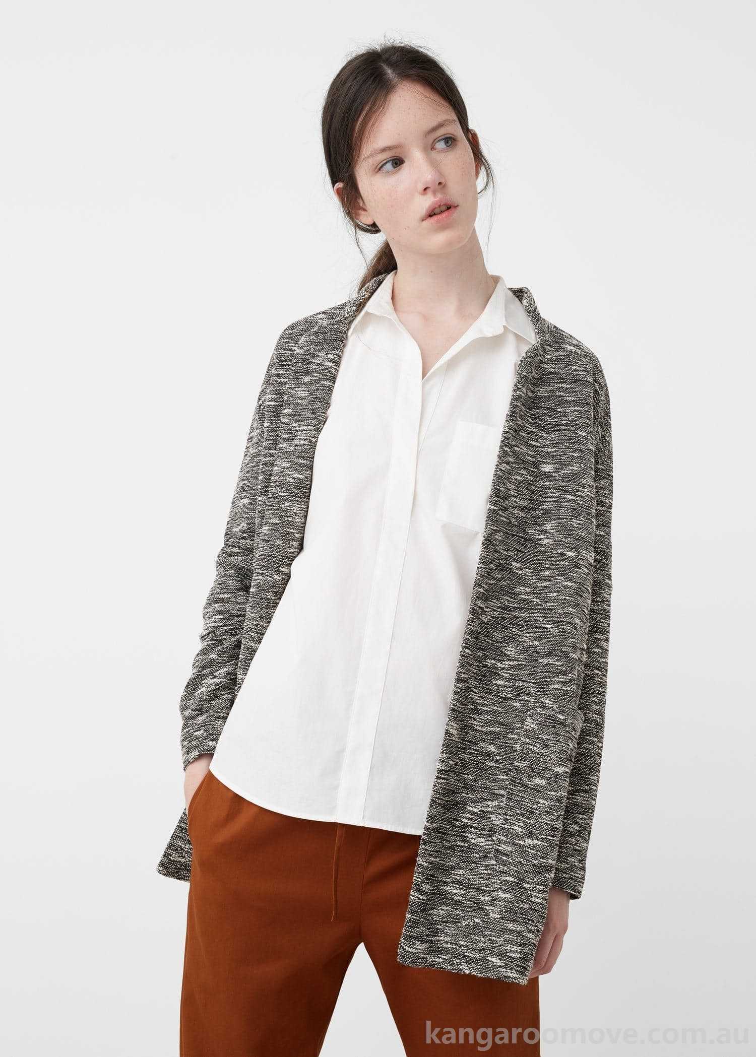SWEATERS-WOMENS 100 GENUINE FLECKED COTTON-BLEND JACKET by MANGO ZE146Z70IF-LIGHT HEATHER GREY